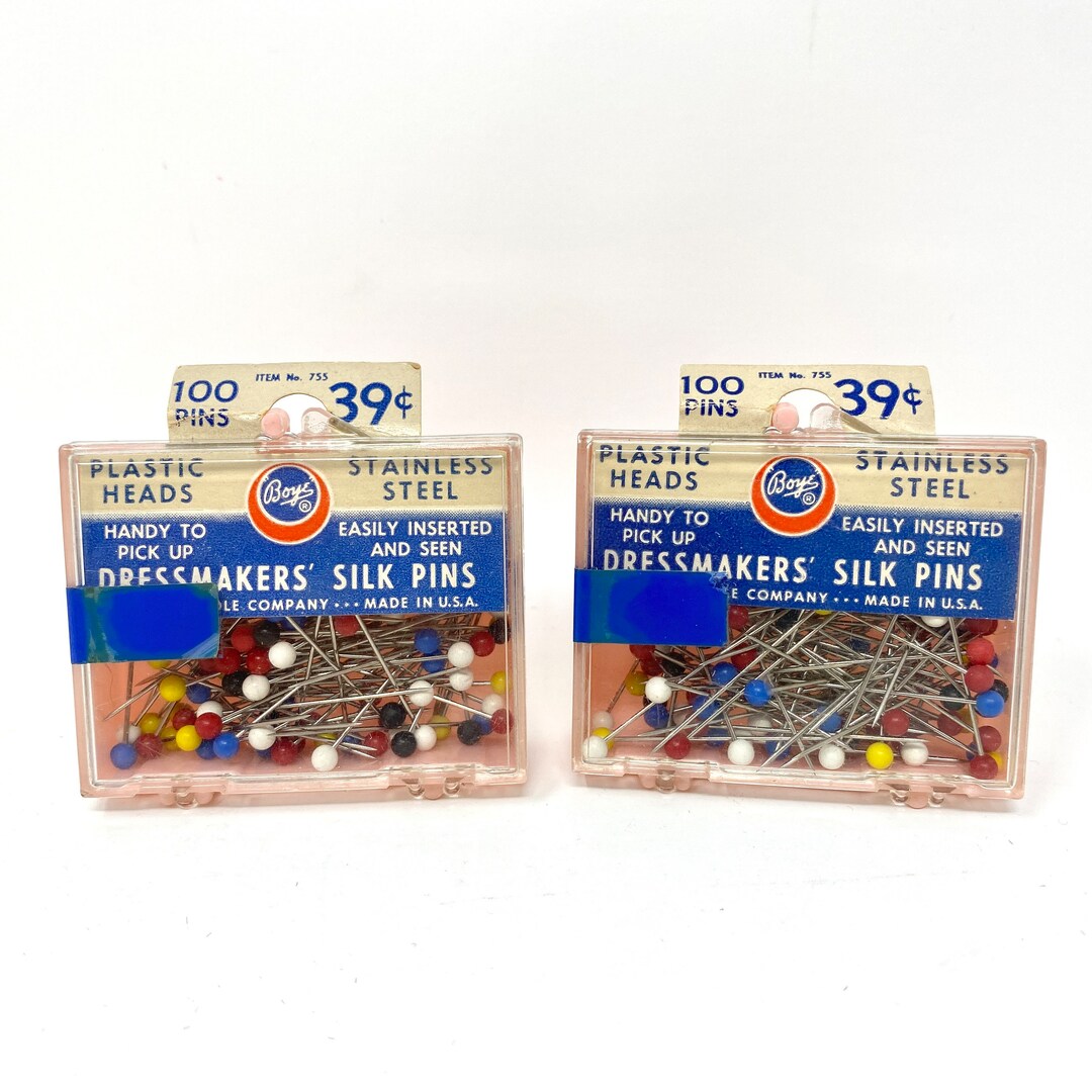 Vintage Straight Pins TWO Boxes Dressmaker's Silk Pins Etsy