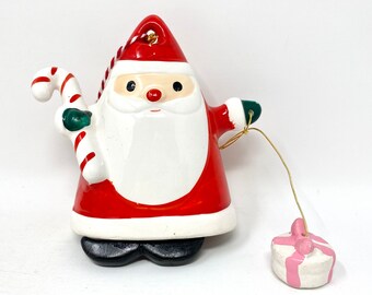 Vintage Santa Claus Ceramic CHRISTMAS Bell Ornament, Made by Relpo 1964