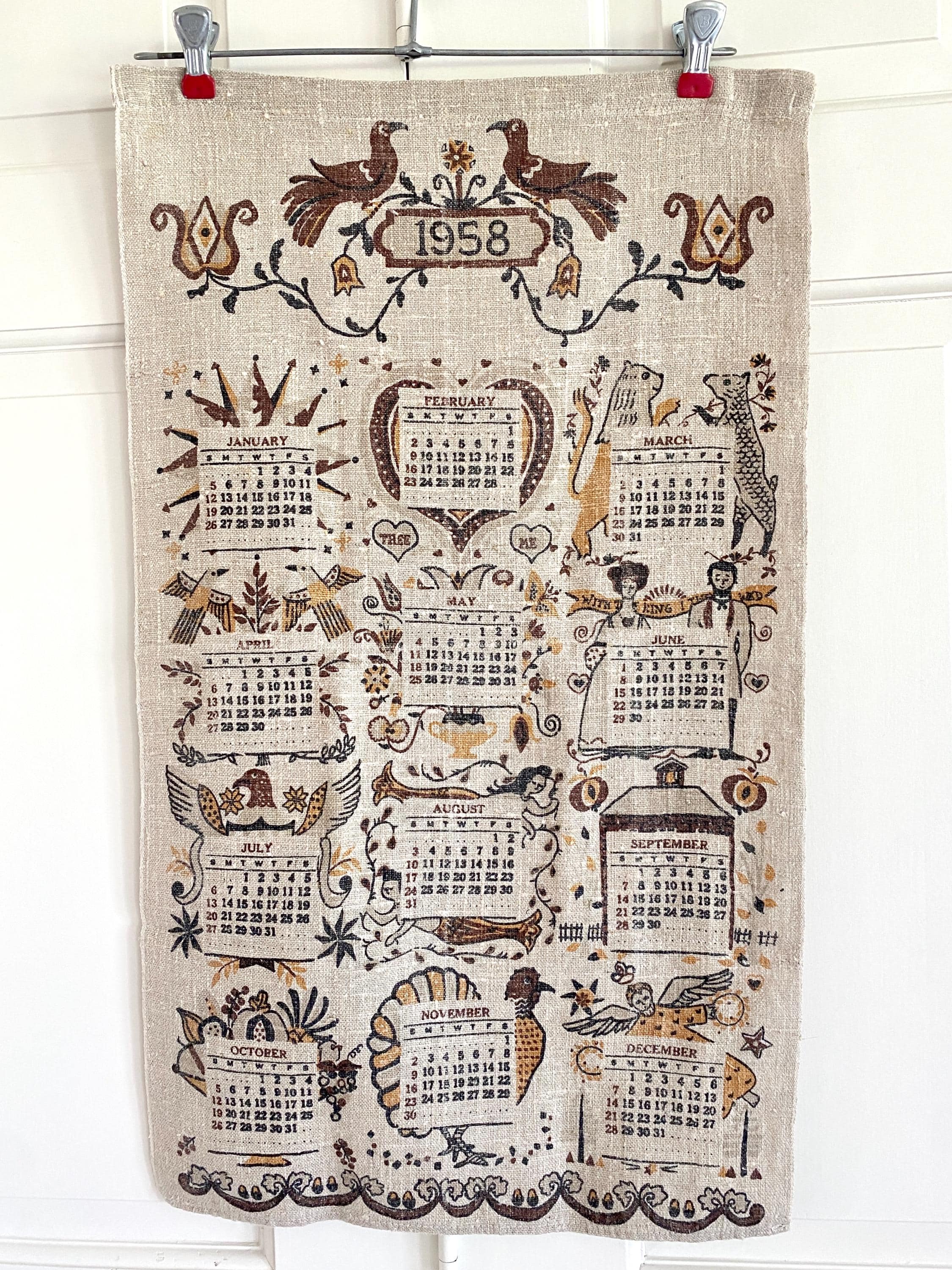 Calendar 1958 - Etsy
