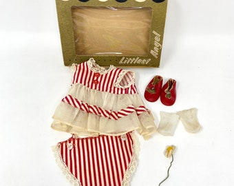 Vintage Doll Outfit Littliest Angel Striped Dress Panties Shoes Socks Original Box