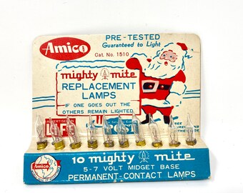Vintage Christmas Tree Replacement Lights NOS New Old Stock Amico Might Mites Bulbs