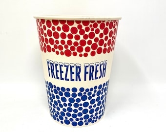 Vintage Ice Cream Container, Freezer Fresh, Red, White and Blue