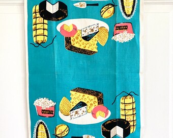 Midcentury Vintage Towel, Cheese Tray, Marian Meadows Designer, Gift for Foodie!