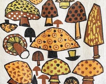 Vintage Mushroom Towels, TWO Groovy Wall Hangings, Retro Decor