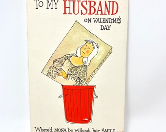 Vintage Valentine's Day Folding Card, Funny Husband Wife, Famous Couples