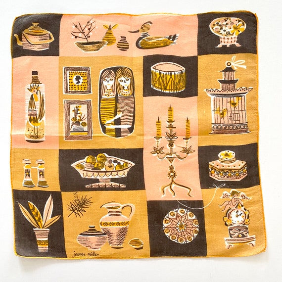 Vintage Novelty Handkerchief Jeanne Miller Mid Ce… - image 1