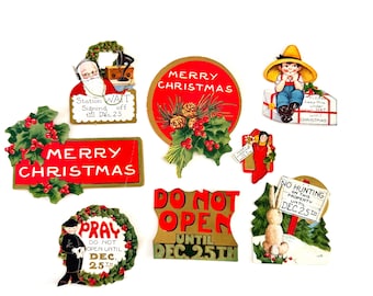 Vintage Art Deco CHRISTMAS Gift Seals, Do Not Open Until Christmas