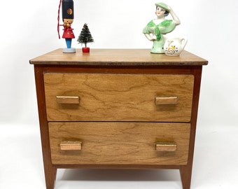 Vintage Wooden Dresser, Doll Furniture, Midcentury Modern Chest of Drawers