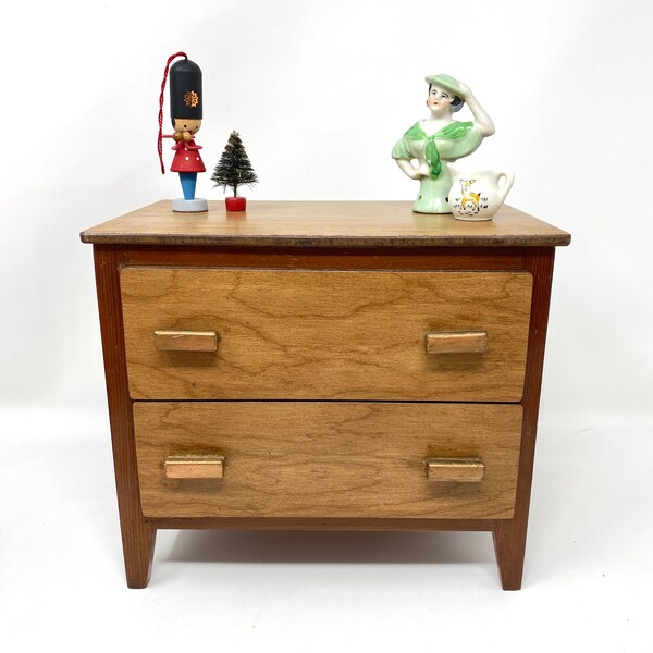 Vintage Wooden Dresser, Doll Furniture, Midcentury Modern Chest of Drawers