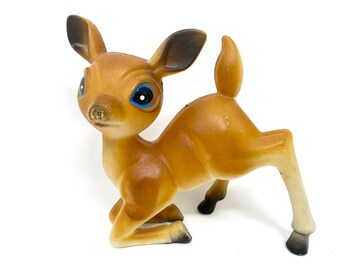 Vintage Plastic Deer, CHRISTMAS Display Figurine, Big Eyed Doe