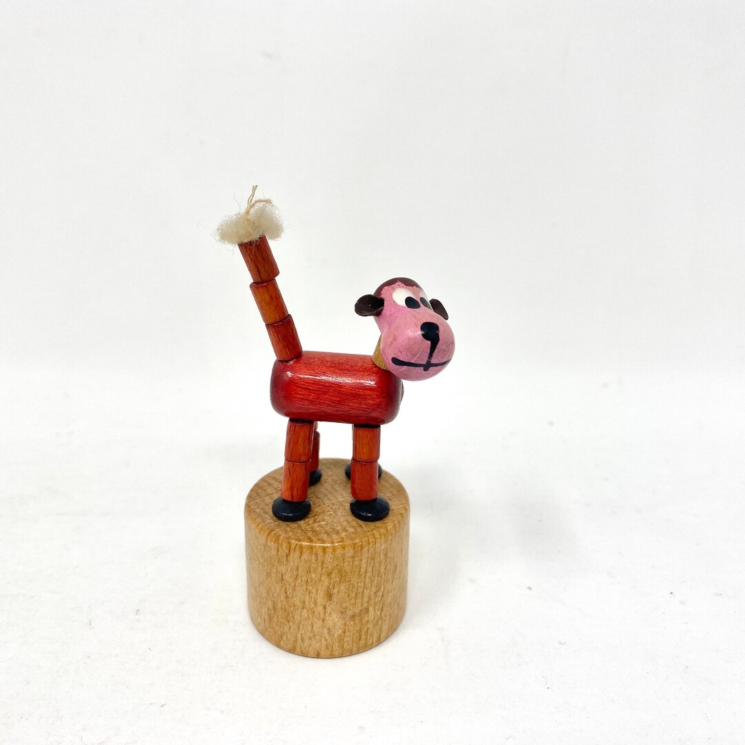 Vintage Wooden Push Puppet, Miniature Deer Figurine - Etsy