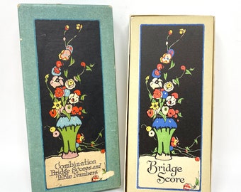 Vintage Bridge Score Pads, Floral Design, Art Nouveau