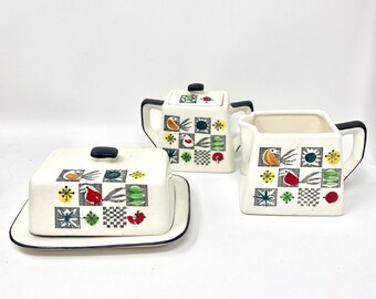 Vintage Sugar Creamer Butter Dish, Midcentury Pattern, Pacific Japan