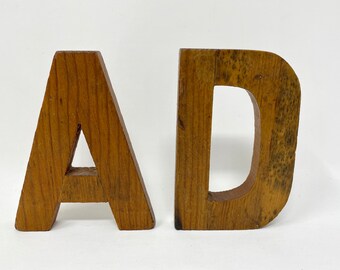 Vintage Wooden Letters A and D