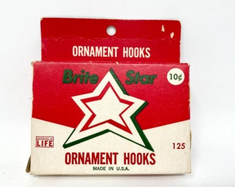 Vintage CHRISTMAS Tree Ornament Hangers, Brite Star Box