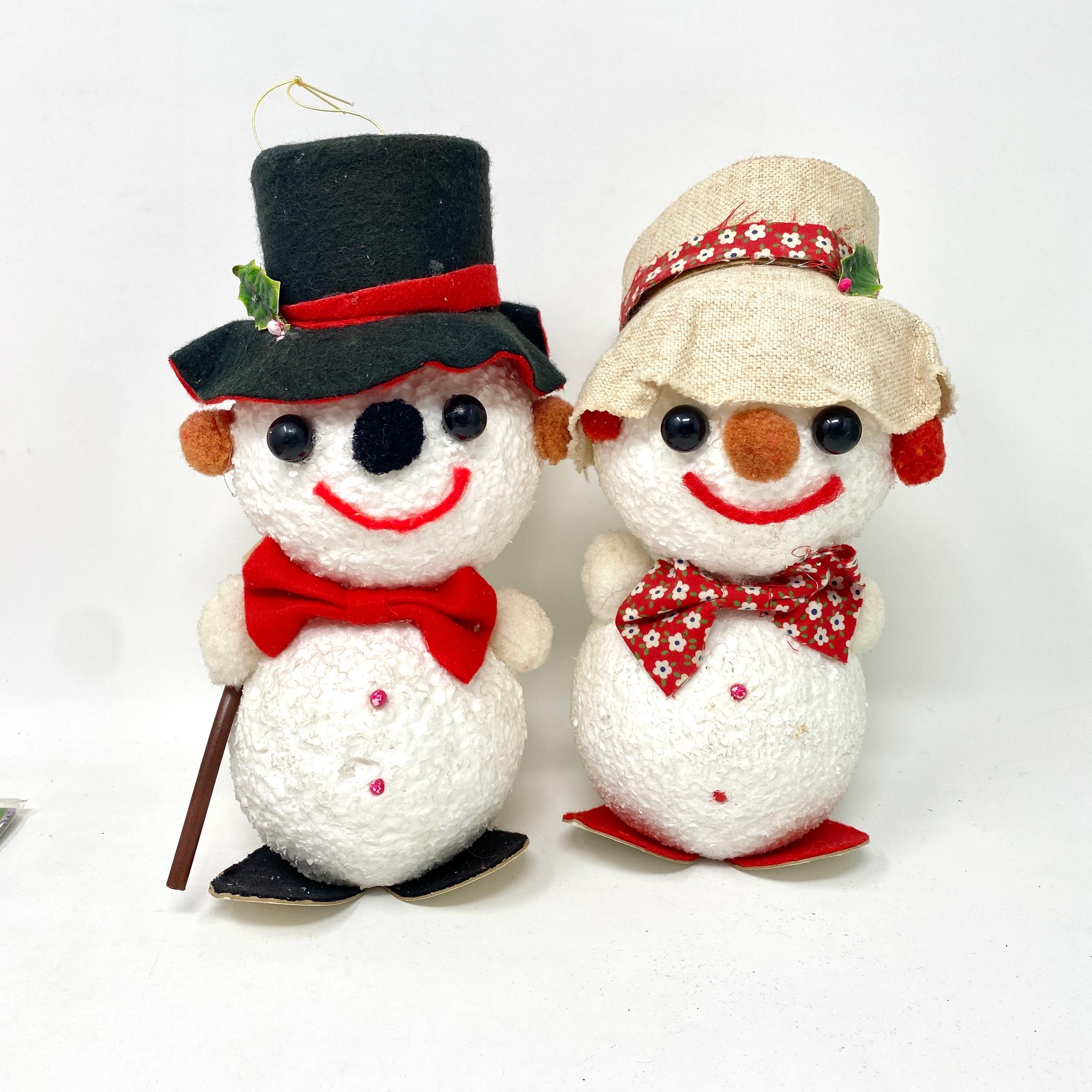 Vintage Snowman Couple, Styrofoam Christmas Decorations, Mr. Mrs
