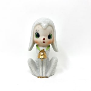 Vintage Ceramic Lamb Figurine, Gold Bell, Arnart Figure?