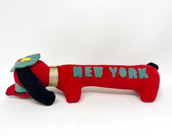 Vintage Red Hound Dog, Stuffed Animal, New York Souvenir