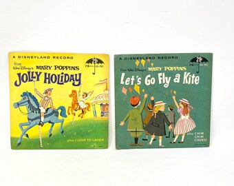 Vintage Mary Poppins Records, Let's Go Fly A Kite, Jolly Holiday, Children's 78 RPM