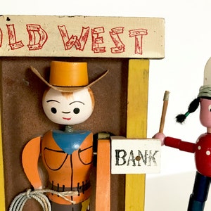 Vintage Bank Old West Cowboy and Push Puppet Native American Indian image 2