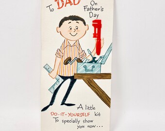 Vintage Father's Day Card, Handyman Dad Greeting Card, Plastic Wrench