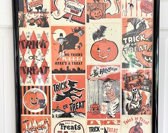 Halloween Poster, Wrapping Paper Gift Wrap, Retro Trick or Treat Bags, Vintage Inspired Design