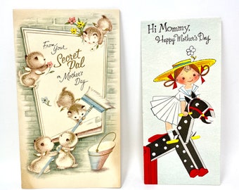 Vintage Mother's Day Card, Secret Pal Greeting Card, Kitty Cats