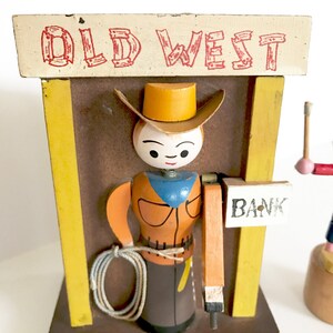 Vintage Bank Old West Cowboy and Push Puppet Native American Indian image 5