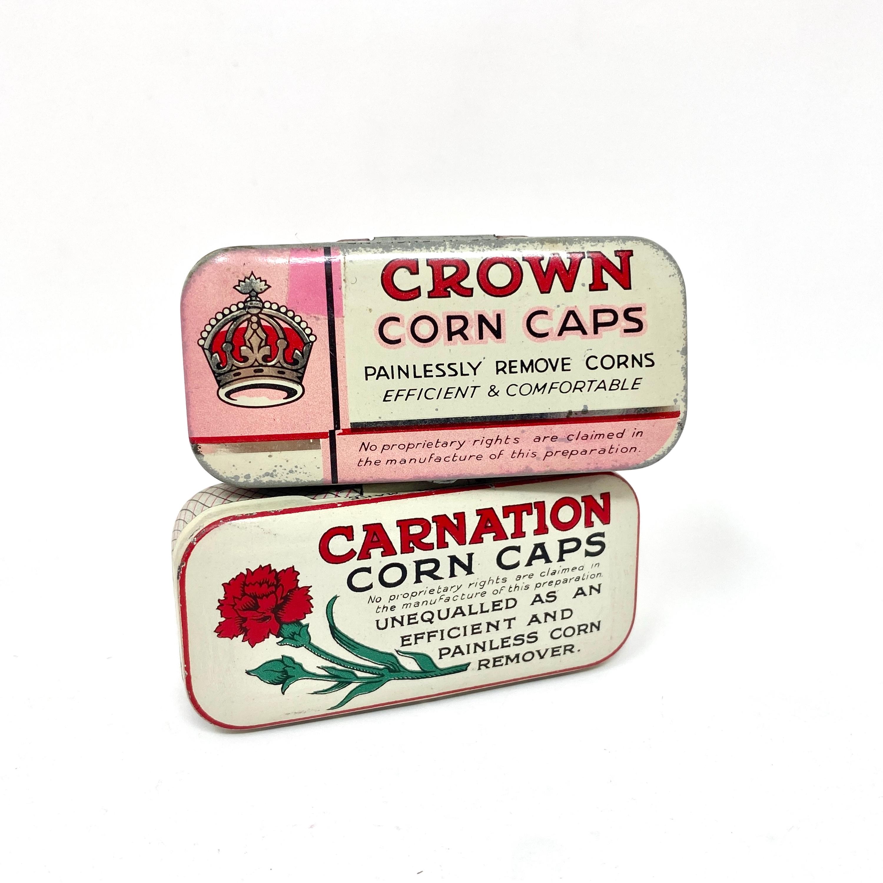Vintage Miniature Tins, Carnation Corn Caps, Crown Corn Caps