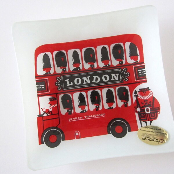Vintage Glass Dish Mid Century London Bus