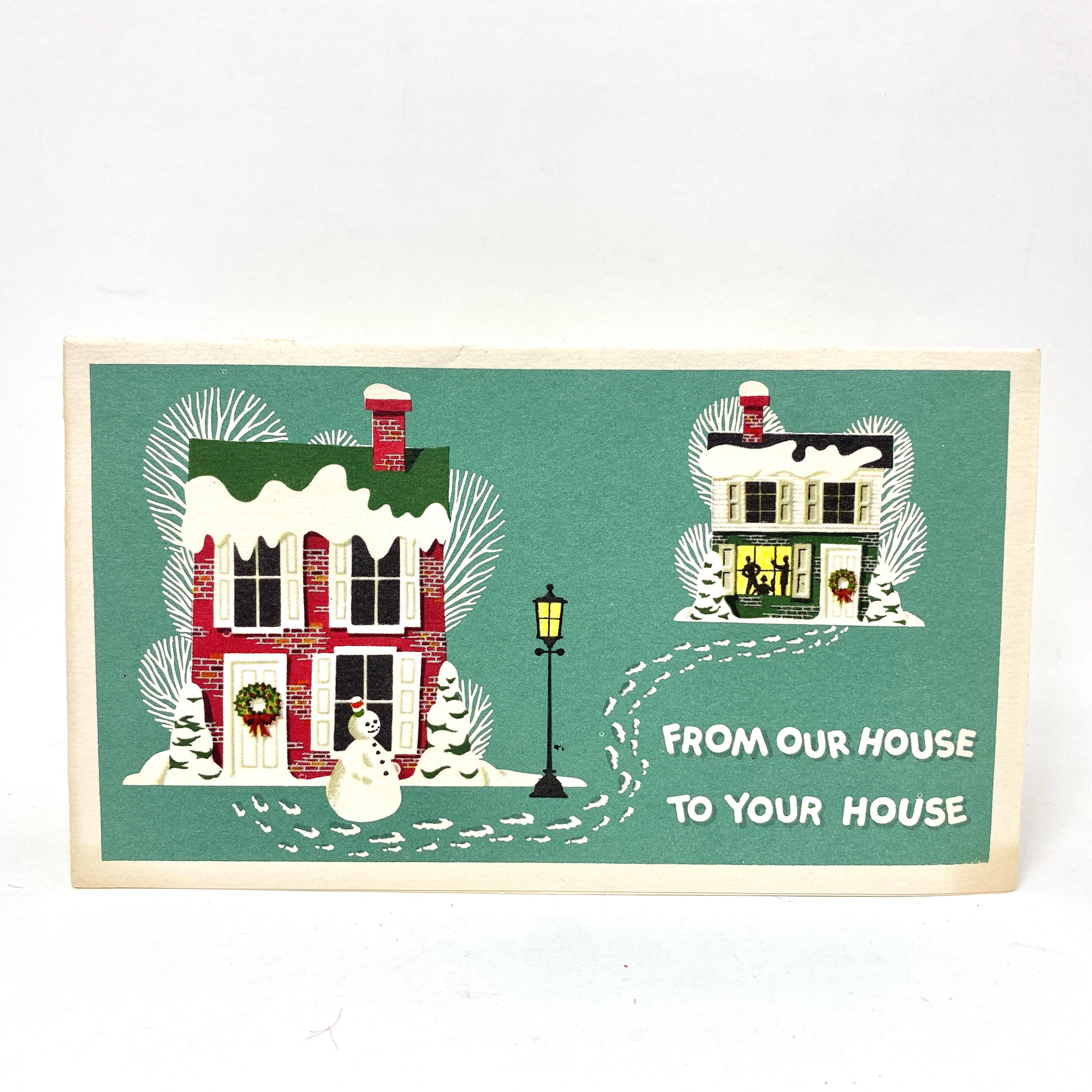 Weihnachtskarte „From Our House To Yours“ – Luxus Schneemann-Design, 15x20 Cm, Mit Goldfolie