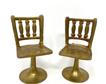Vintage Brass Chairs, Miniature Doll House Furniture