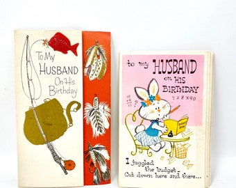 Vintage Birthday Cards for Husband, Fishing and Funny Greeting Cards, Plastic Fish