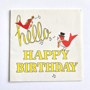 Tarjeta vintage de Hallmark, tarjeta de cumpleaños para un amigo, pareja de Redbird