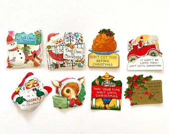 LOT Vintage Christmas Seals, Do Not Open Stickers, Santa Claus, Snowman, Reindeer