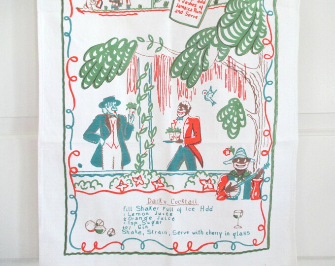 RARE Vintage Bar Towel Cocktail Recipe Black Americana HUGE Etsy