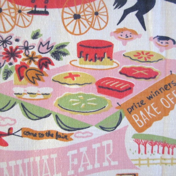 Vintage Juvenile Fabric Runner State Fair