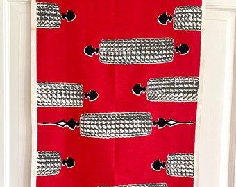 Vintage Towel, Corn on the Cob, Red Table Runner