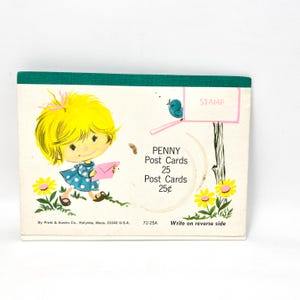 Alte Postkarte Grußkarten mit Kind am Briefkasten, Blankokarten