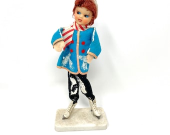 Vintage Doll Ice Skater, Gift for Girl, Display Figurine