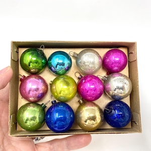 Vintage Weihnachtsschmuck, Regenbogen Quecksilberglas, 1 &quot;Durchmesser Federbaum
