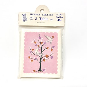 Vintage Tallies, Heart Tree, Lovebirds, Heines NOS New Old Stock Bridge Tally