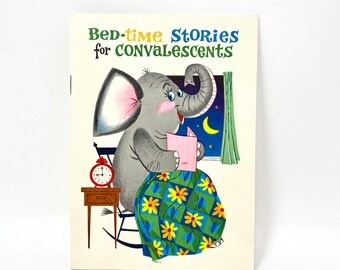 UNBENUTZTE Vintage Elefant Get Well Karte, Broschüre mit lustigen Witzen, Rust Craft