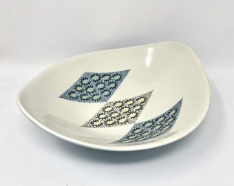 Vintage Serving Bowl, Iroquois Ben Seibel Design, Blue Diamonds Pattern, Wedding Gift