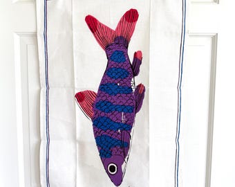 Vintage vistheedoek, Ken Scott Design, keukenmuurdecoratie, textiel