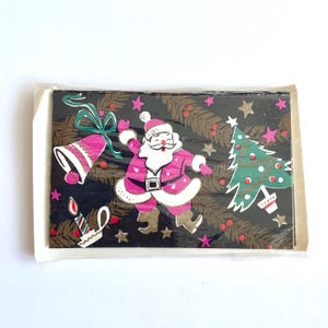 Etiquetas de presente de Natal vintage, cartões em miniatura, Papai Noel alegre, NOS Novo estoque antigo
