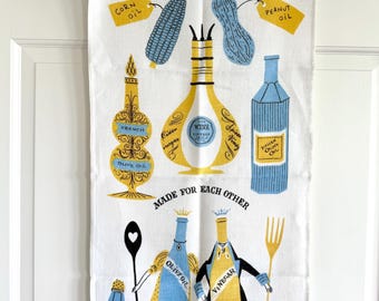 Vintage Towel, Tammis Keefe, Eiffel Tower, Paris France, French Dressing Recipe