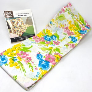 Vintage Bed Sheet Double Flat, Swinging Floral Pattern, NOS New Old Stock, No Iron image 6