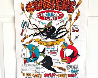 Vintage Curlers Crying Towel, Humorous Graphics, Witch Octopus
