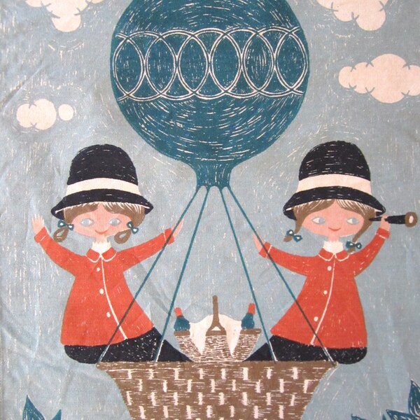 Vintage Danish Wall Hanging Jangaard Girls in Balloon